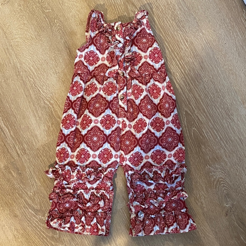 Kate Quinn burgundy Patterned Kids Jumpsuit